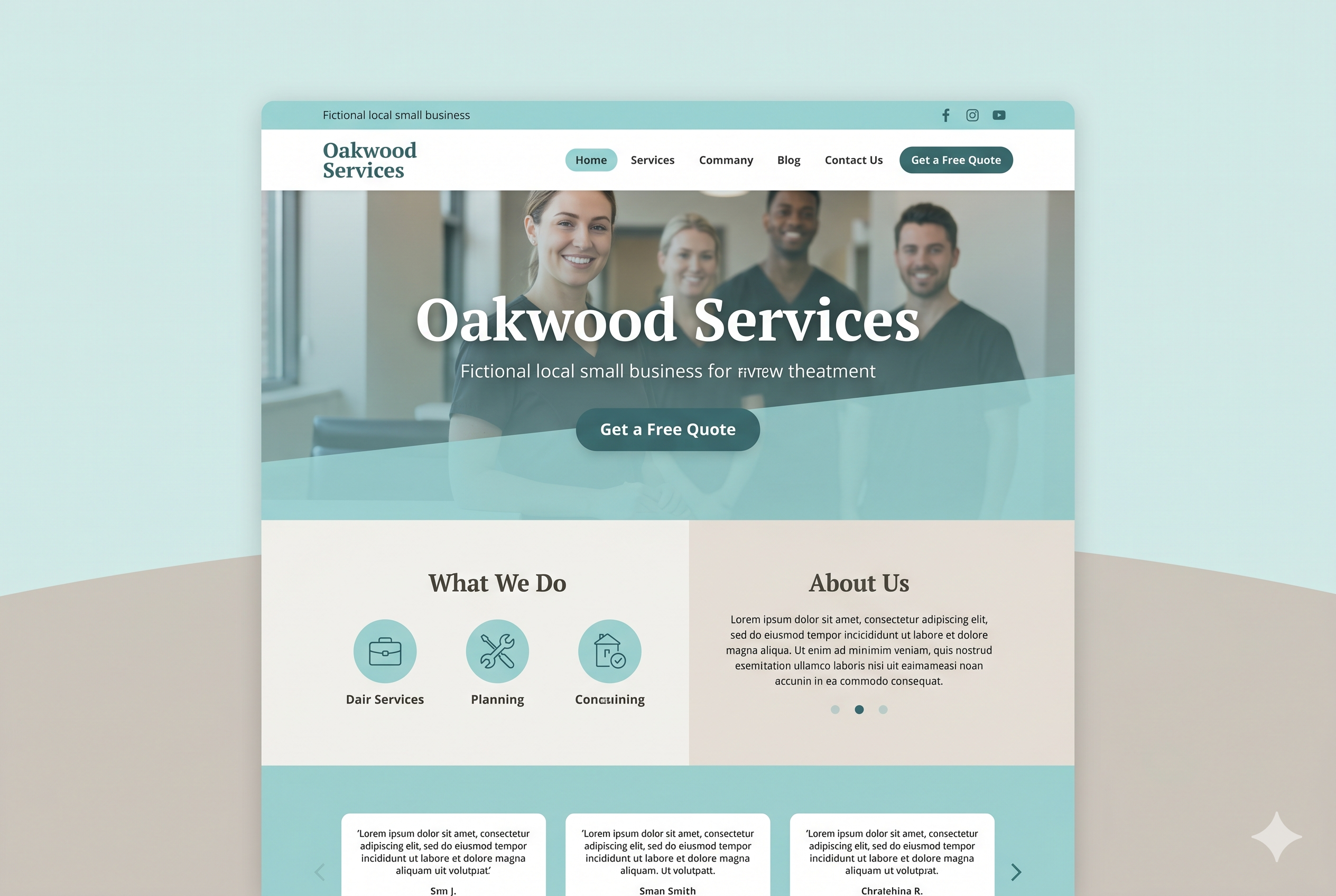 Example local business website design showing a clean, modern homepage for a dental practice
