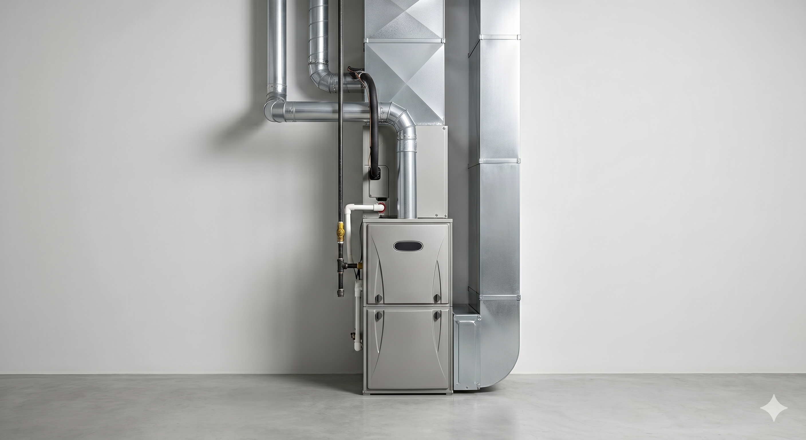 Gas furnace heating system in a clean utility room — serviced by CoolBreeze HVAC Solutions